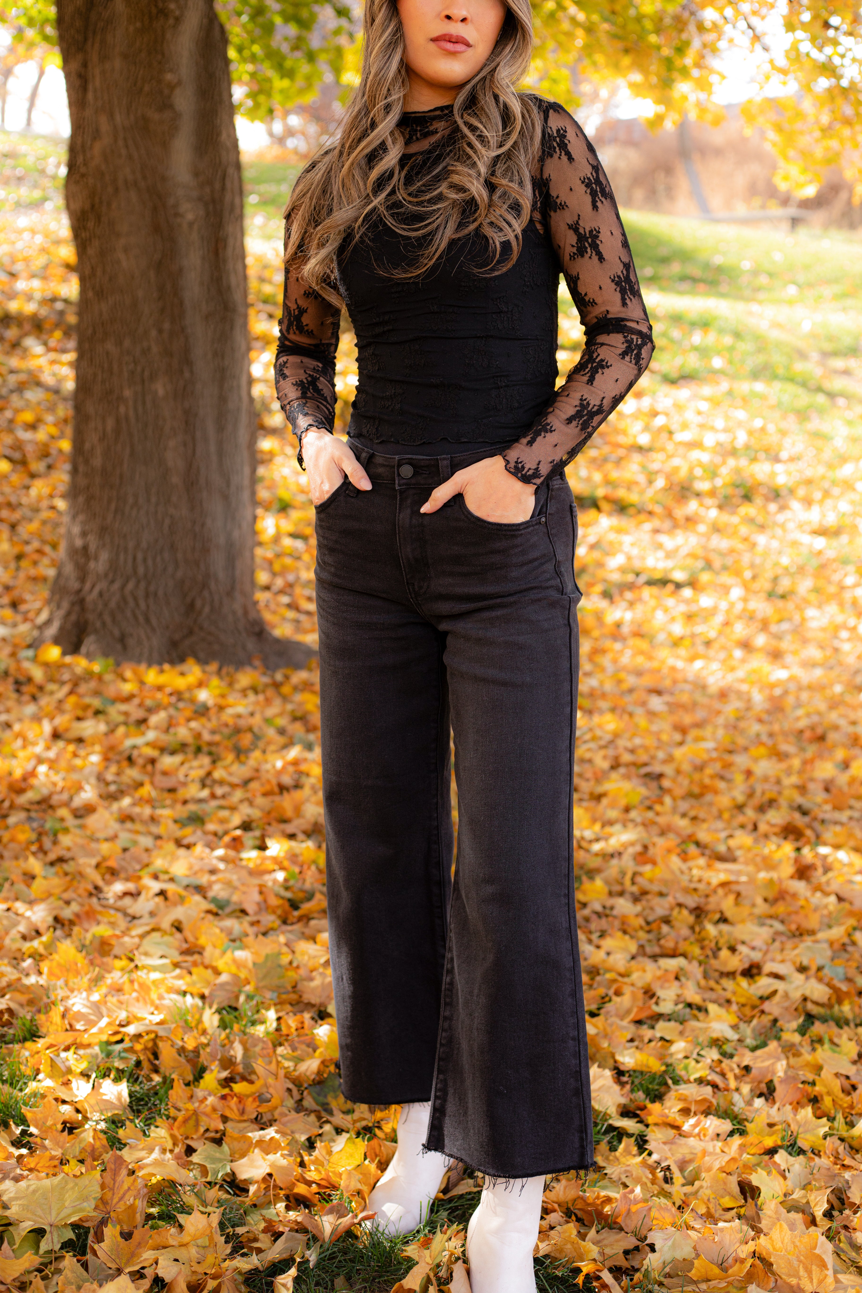 Washed black cropped discount wide leg jeans