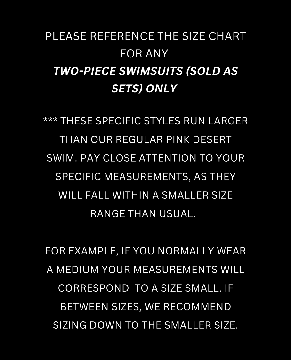 SIZE CHART Pink Desert