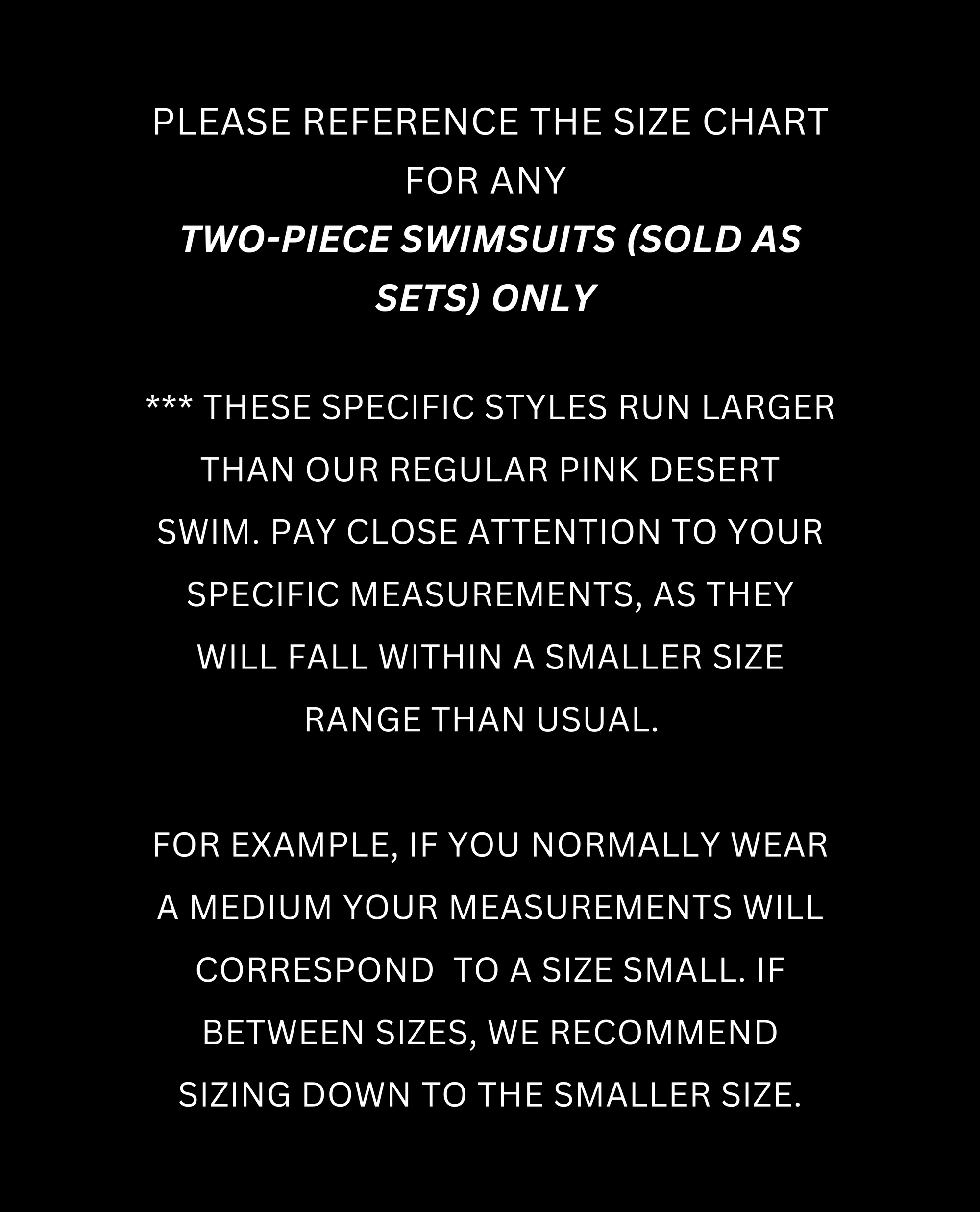 SIZE CHART Pink Desert