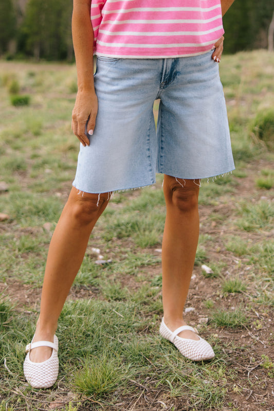 IVY HIGH RISE BERMUDA SHORT IN LIGHT DENIM