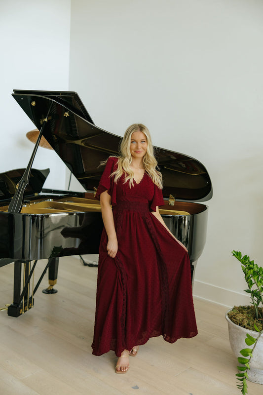 THE SERAFINA MAXI DRESS IN BURGUNDY
