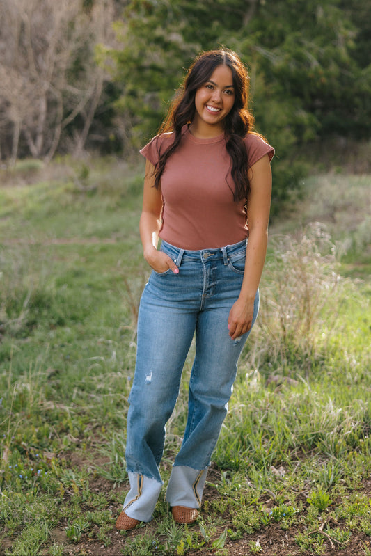 THE POPPY HIGH RISE ANKLE WIDE CUFFED JEANS