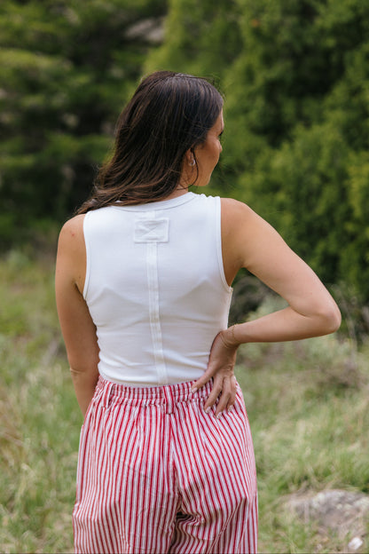 THE ILIA RIBBED HENLEY TANK TOP IN WHITE