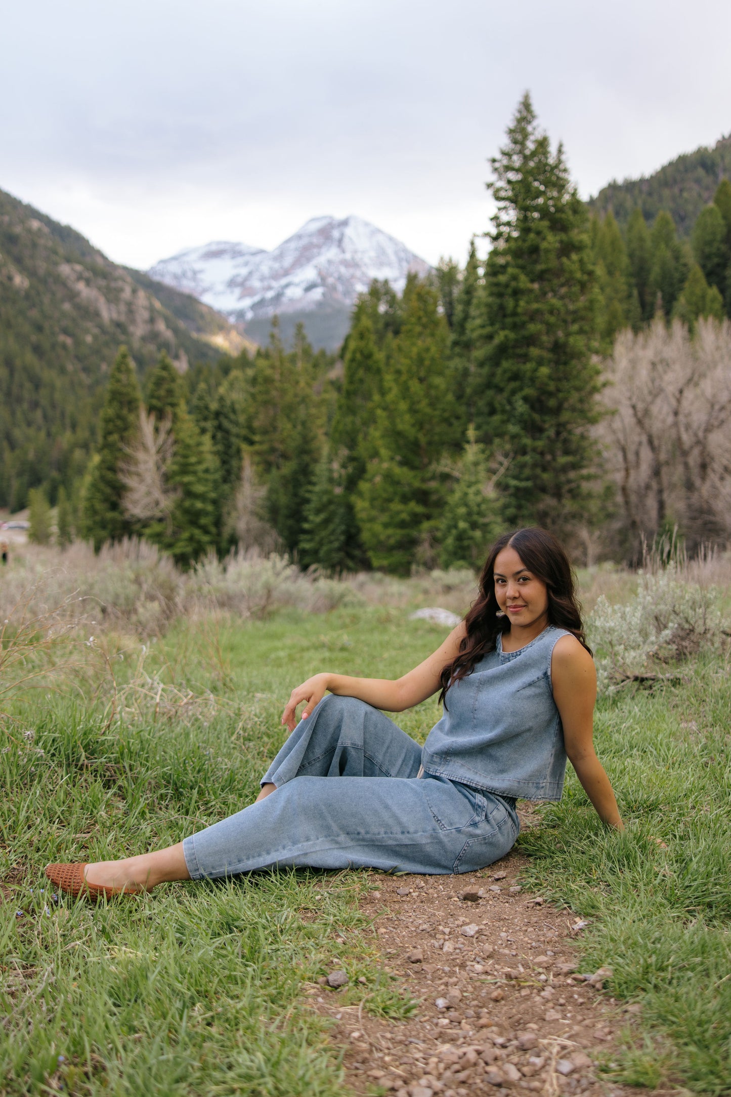 THE SOFIA BUTTON DOWN BACK DENIM TOP
