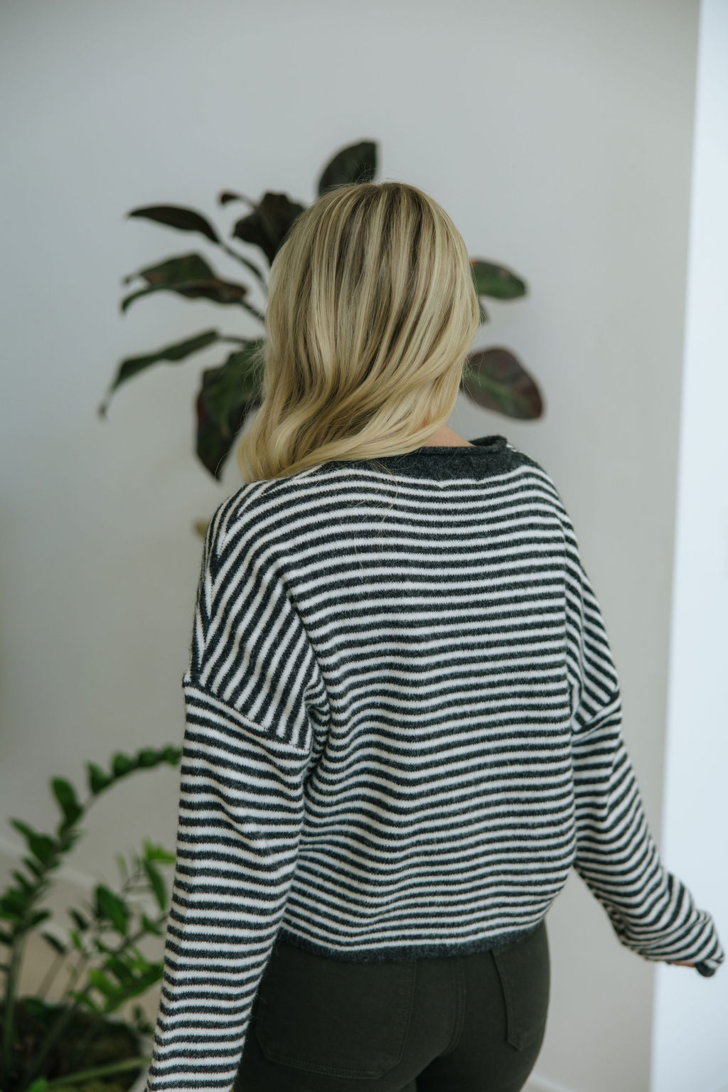 THE CAMPBELL CARDIGAN IN CHARCOAL STRIPE