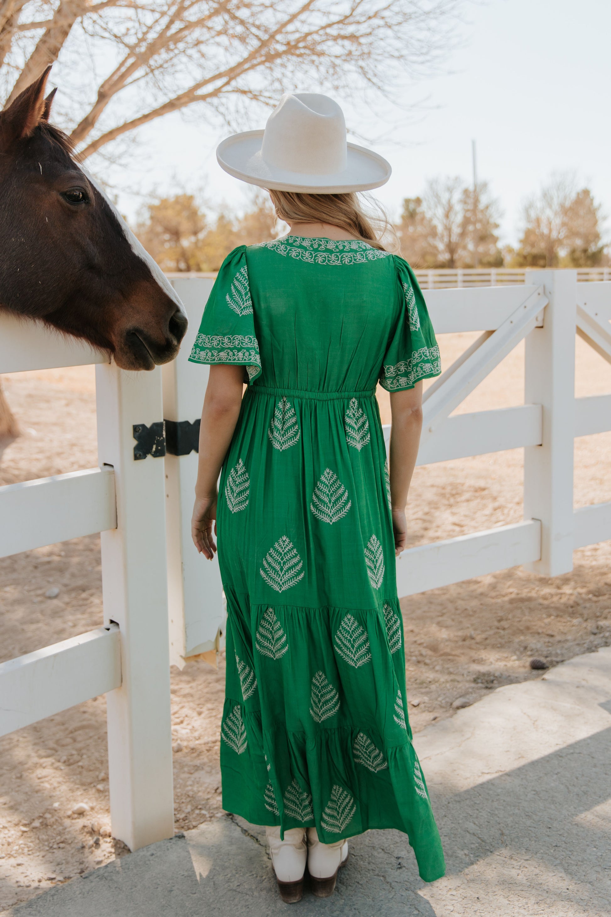 THE RAYLEIGH EMBROIDERED MAXI DRESS IN SPRING GREEN Pink Desert THE RAYLEIGH EMBROIDERED MAXI DRESS IN SPRING GREEN Pink Desert
