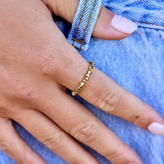 PURA VIDA FACETED BEAD STRETCH RING
