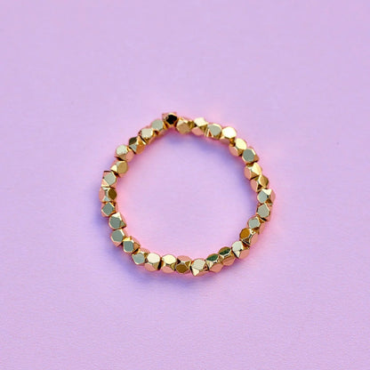 PURA VIDA FACETED BEAD STRETCH RING