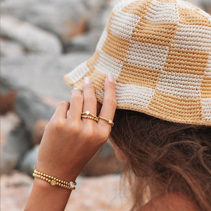 PURA VIDA FACETED BEAD STRETCH RING