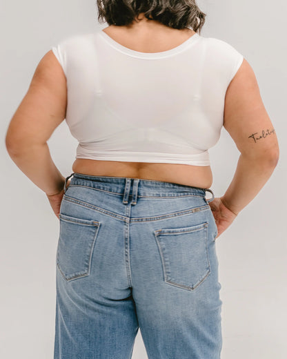 THE HALFTEE CLASSIC BASIC CAP SLEEVE IN WHITE