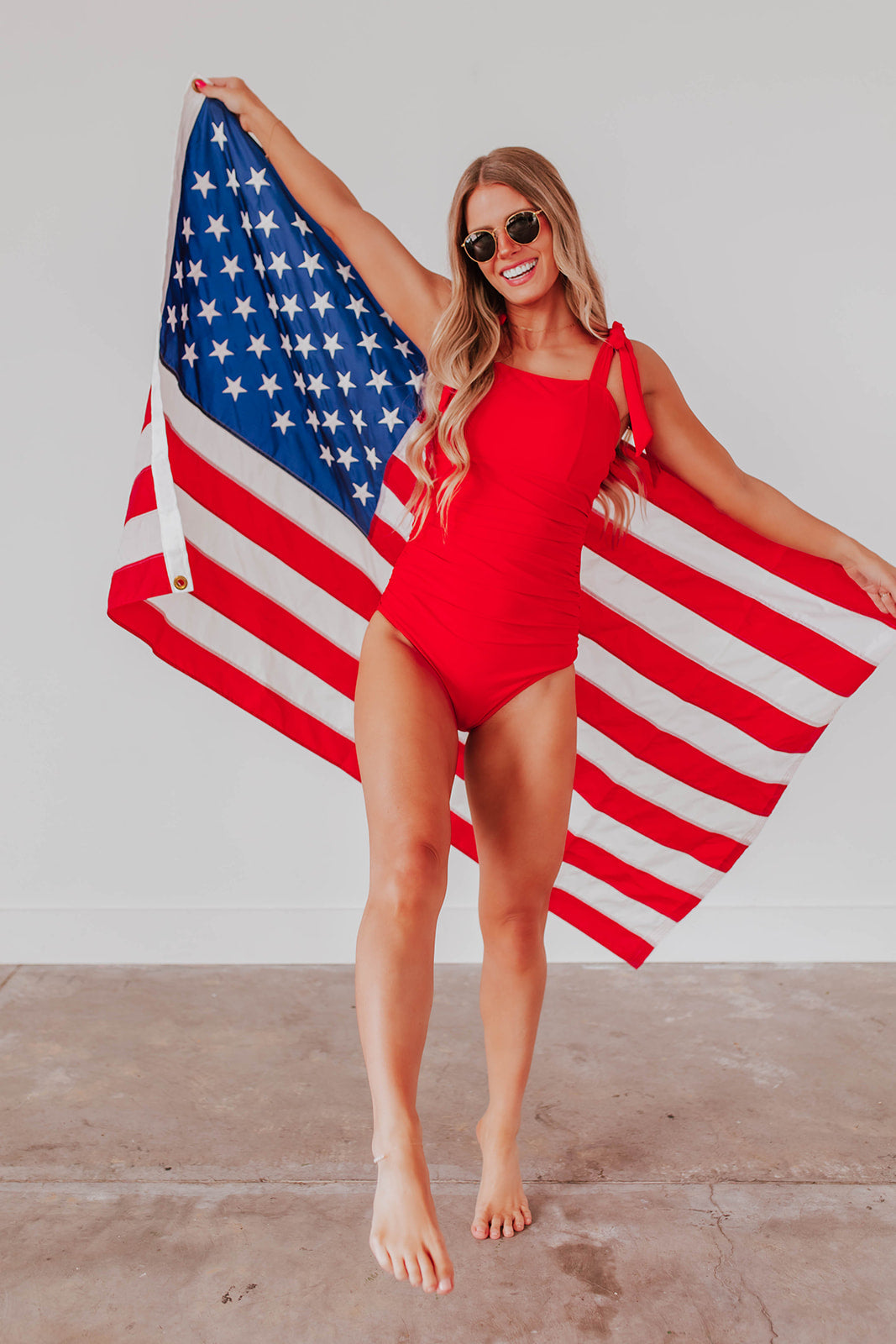 KATE TIE STRAP ONE PIECE IN FREEDOM RED BY PINK DESERT