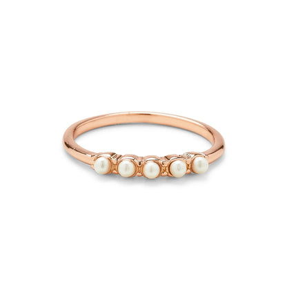 PURA VIDA BIG MINI PEARL PAVE RING IN ROSE GOLD