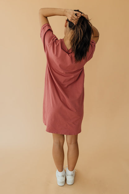 THE EASY DOES IT POCKET T-SHIRT DRESS BY PINK DESERT IN MAUVE