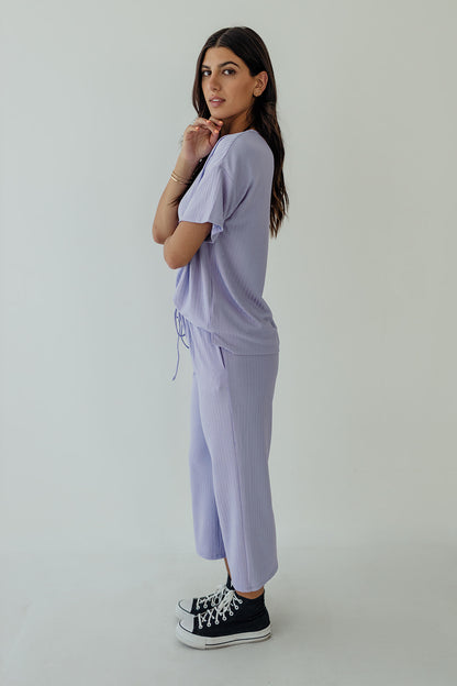 THE RYLIE RIBBED WIDE LEG SET IN LAVENDER BY PINK DESERT