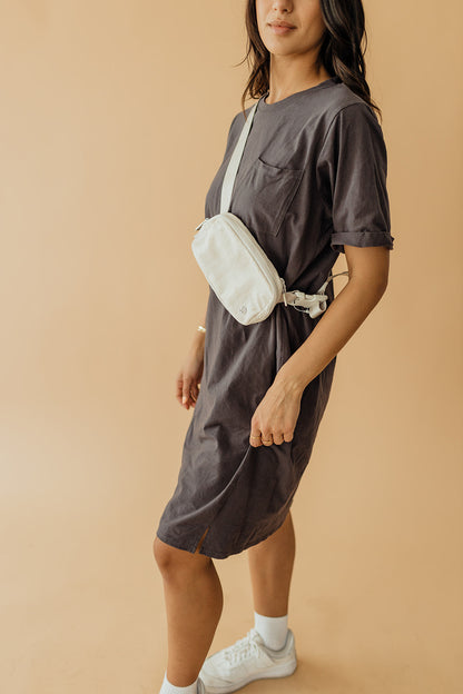 THE EASY DOES IT T-SHIRT DRESS BY PINK DESERT IN CHARCOAL