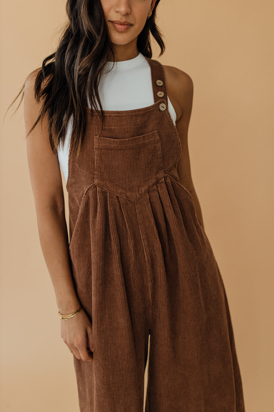 THE CORDUROY WIDE LEG OVERALLS IN BROWN
