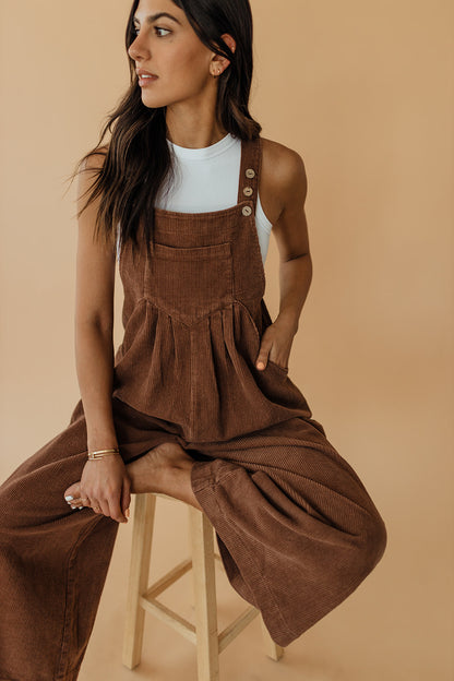 THE CORDUROY WIDE LEG OVERALLS IN BROWN