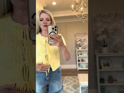THE KAILEY TIE-FRONT KNIT TOP IN YELLOW