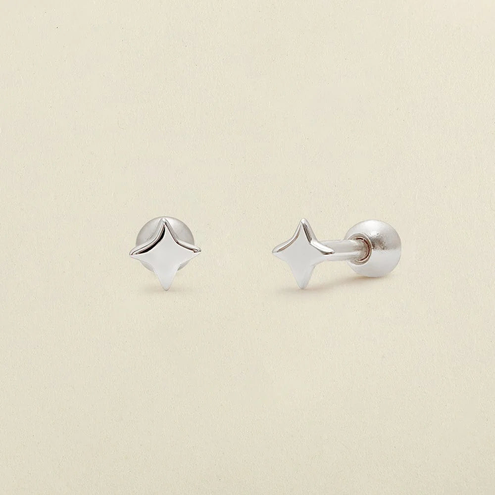 LIVE IN STUDS STAR EARRINGS  - SILVER - MADE BY MARY