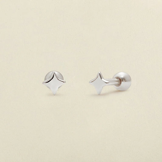 LIVE IN STUDS STAR EARRINGS  - SILVER - MADE BY MARY