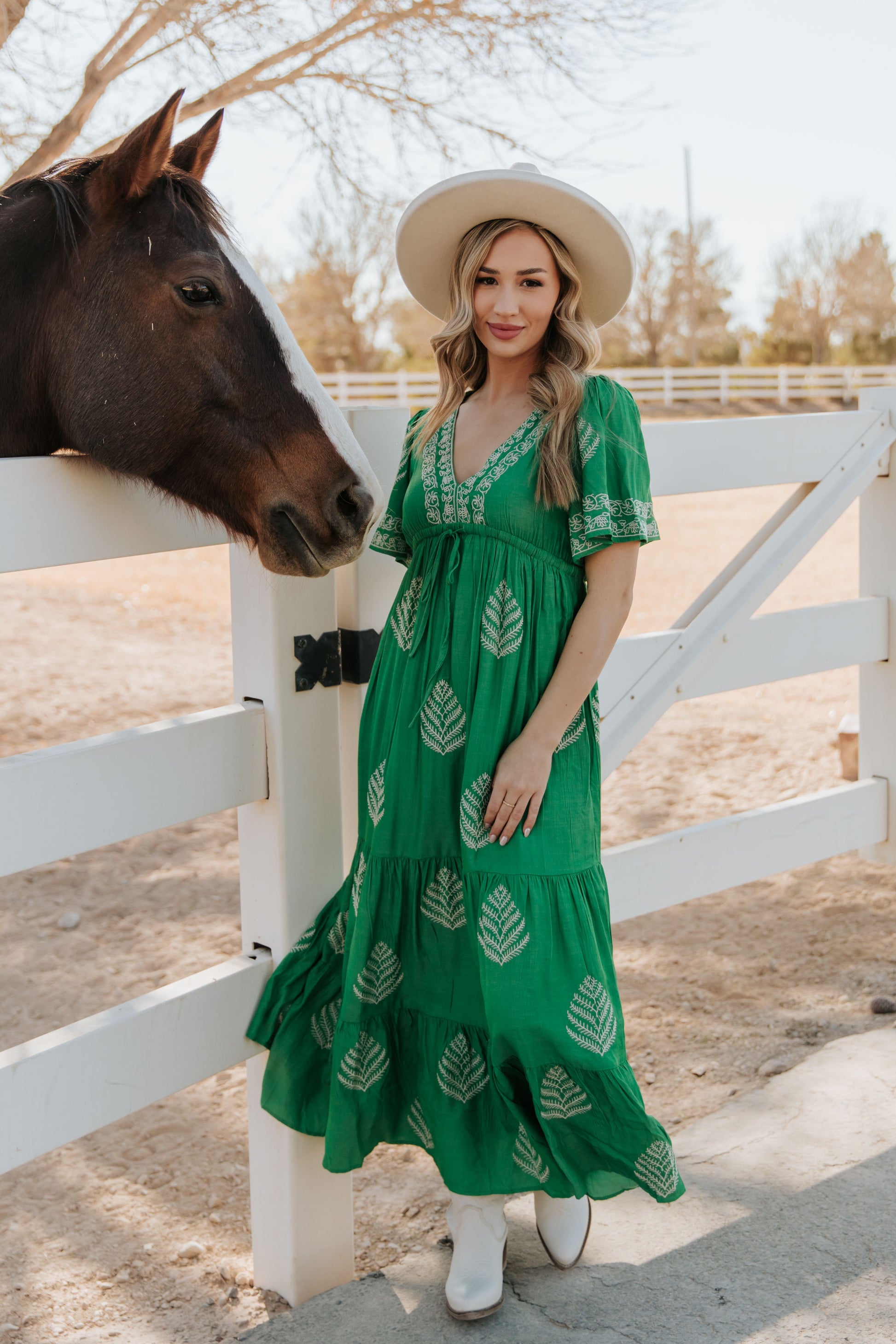 The Rayleigh Embroidered Maxi Dress in Spring Green Small The Rayleigh Embroidered Maxi Dress in Spring Green Small
