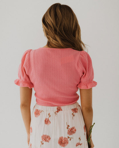 THE BETHANY PUFF SLEEVE TOP IN BUBBLEGUM PINK