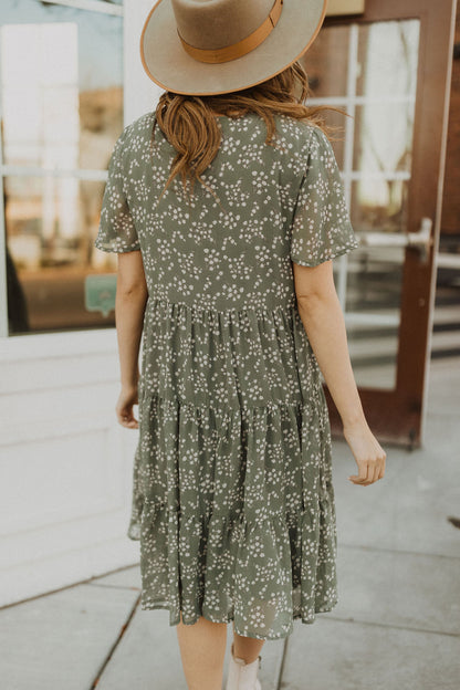 THE KENZIE TIERED DRESS IN SAGE