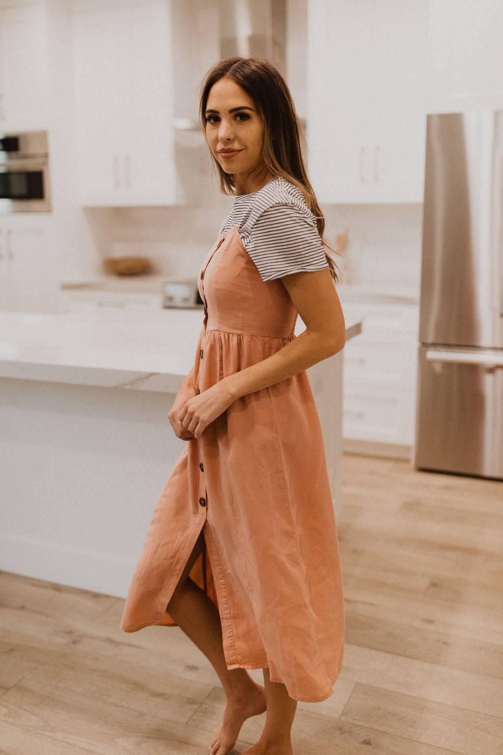 Peach jumper dress top