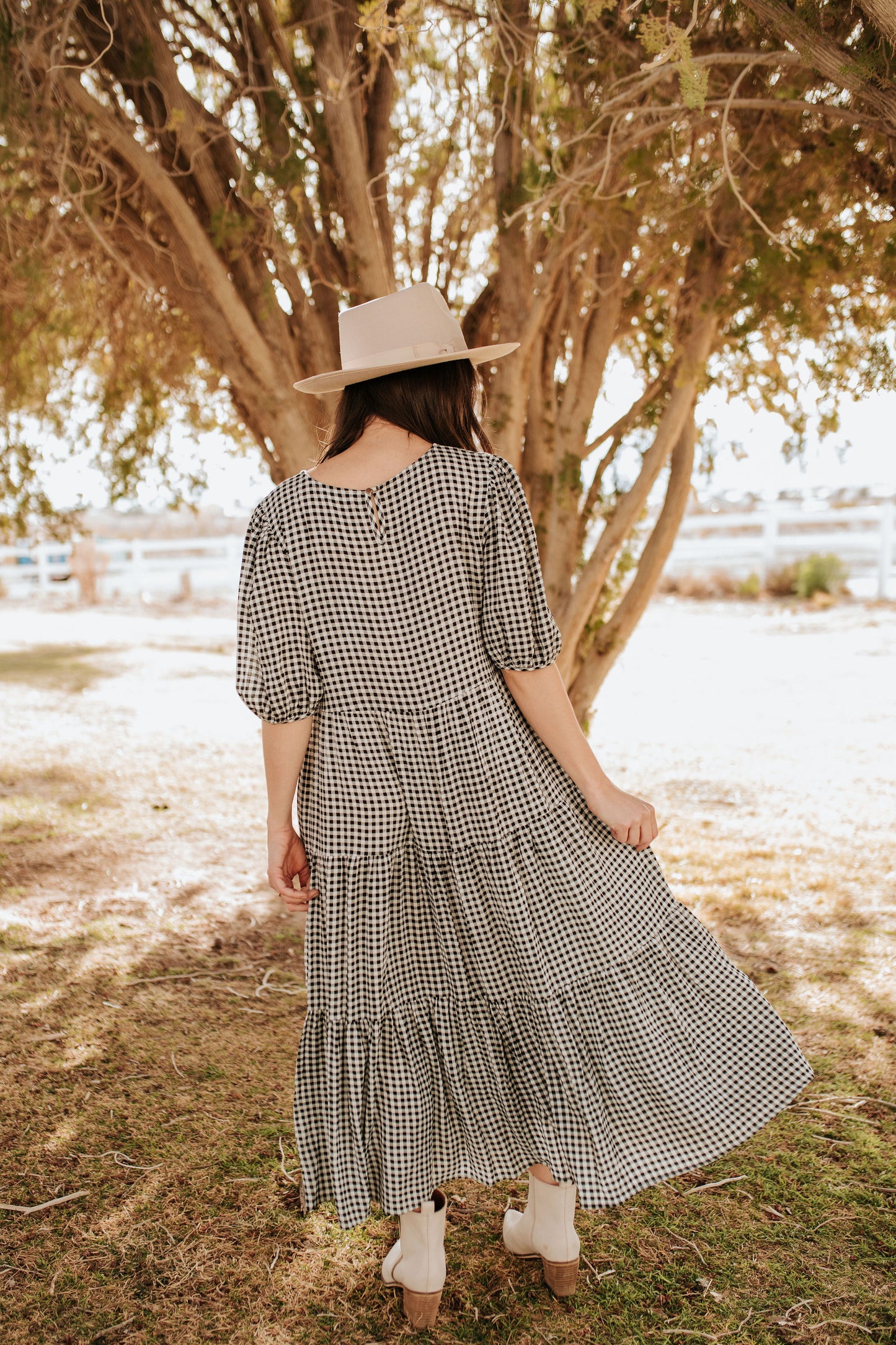 THE CARRIE GINGHAM DRESS IN BLACK