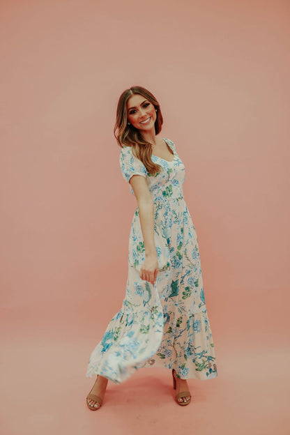 THE JENNA FLORAL MAXI DRESS IN BEIGE