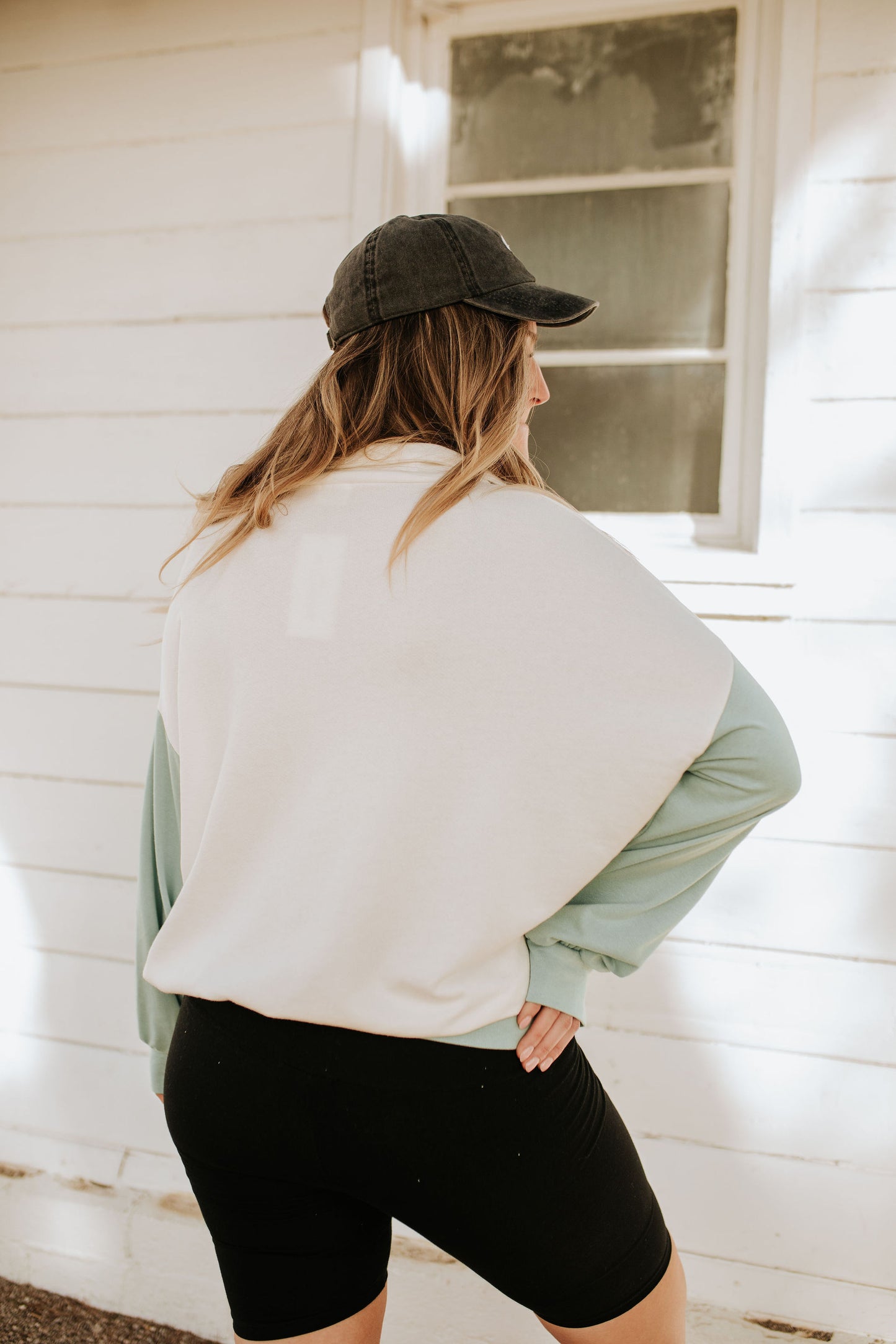 THE PIER COLOR BLOCK PULLOVER IN SAGE
