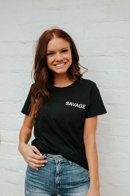 THE SAVAGE GRAPHIC TEE IN BLACK BY PINK DESERT
