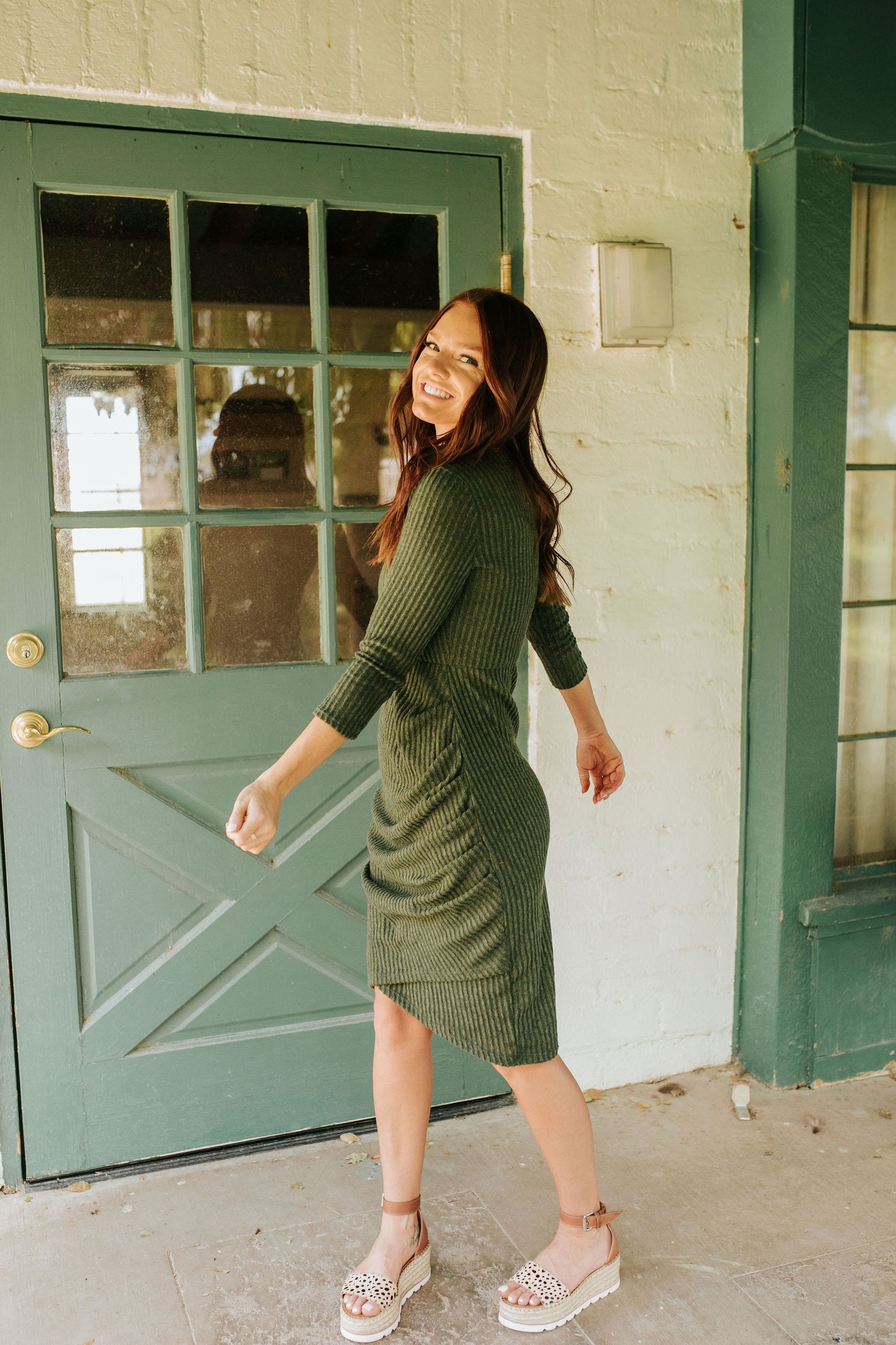 THE LUCKY YOU MIDI DRESS IN OLIVE