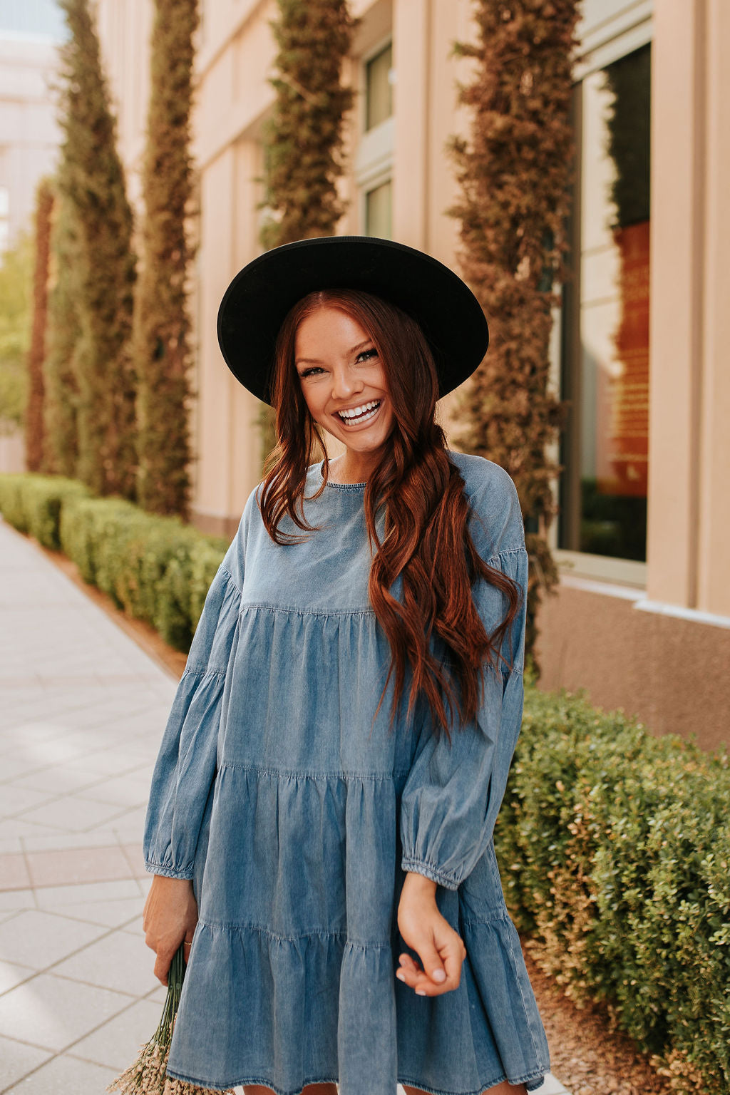 Blue Denim Snap Front Dress | Purple Door Boutique | Fantastic Fawn