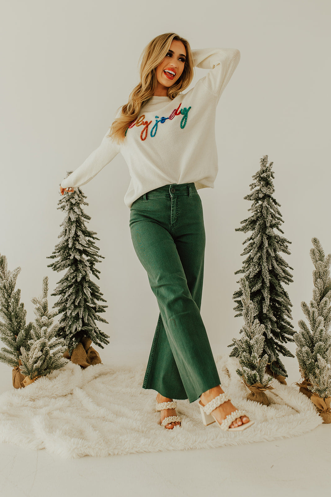 THE HOLLY JOLLY TINSEL SWEATER IN IVORY