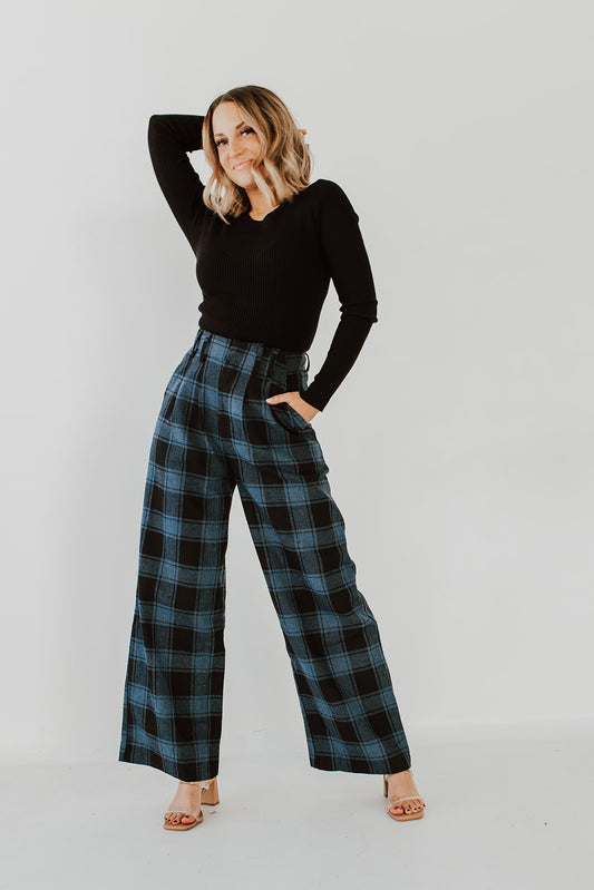 THE BRIXTON WIDE LEG TROUSERS IN BLACK
