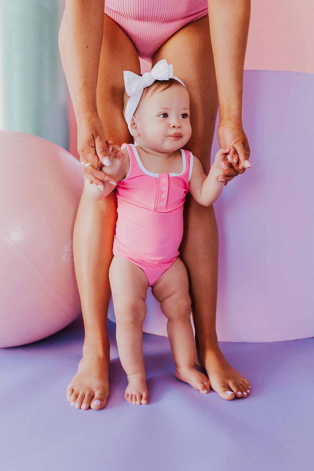 GIRLS BUTTON FRONT ONE PIECE IN COTTON CANDY PINK BY SARAH TRIPP X PINK DESERT