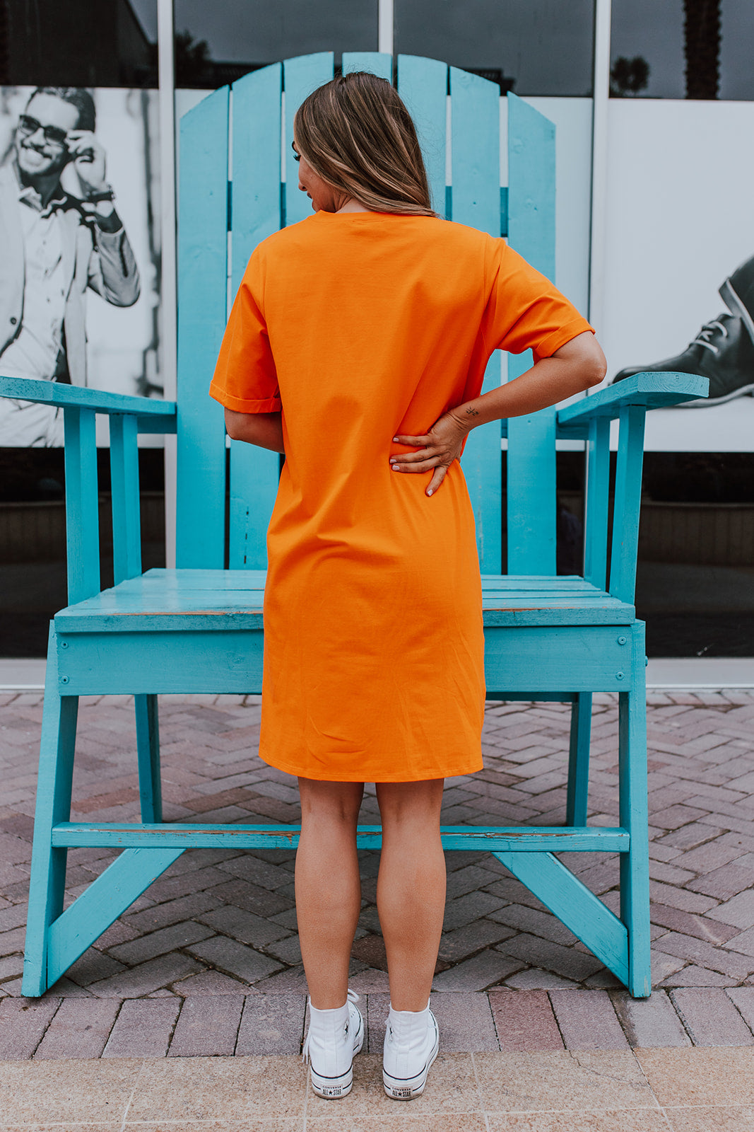 THE EASY DOES IT POCKET T-SHIRT DRESS BY PINK DESERT IN ORANGE