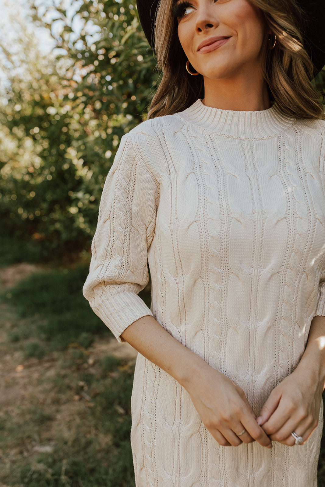 Ivory cable knit sweater dress online