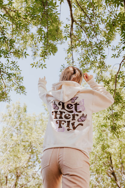 THE LET HER FLY BUTTERFLY HOODIE IN NATURAL BY PINK DESERT