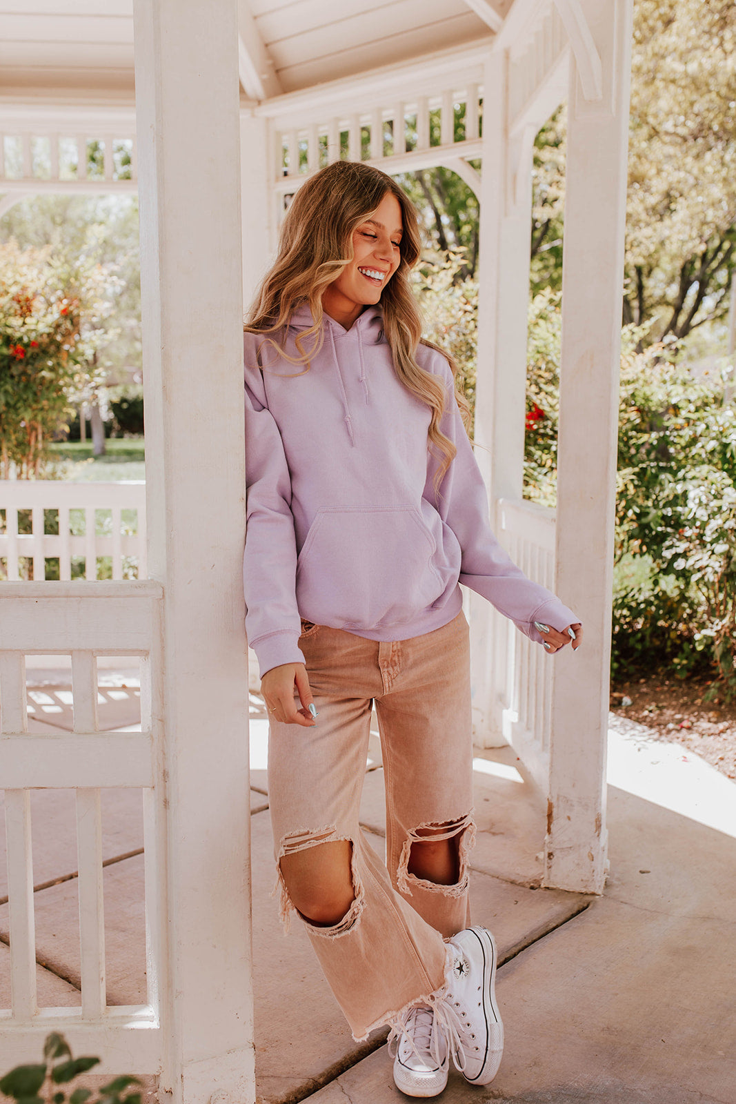 THE LET HER FLY BUTTERFLY HOODIE IN LAVENDER BY PINK DESERT