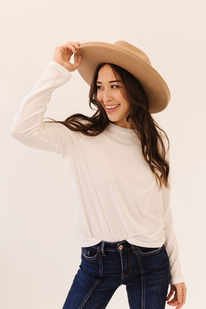 THE IRIS LONG SLEEVE TOP IN IVORY