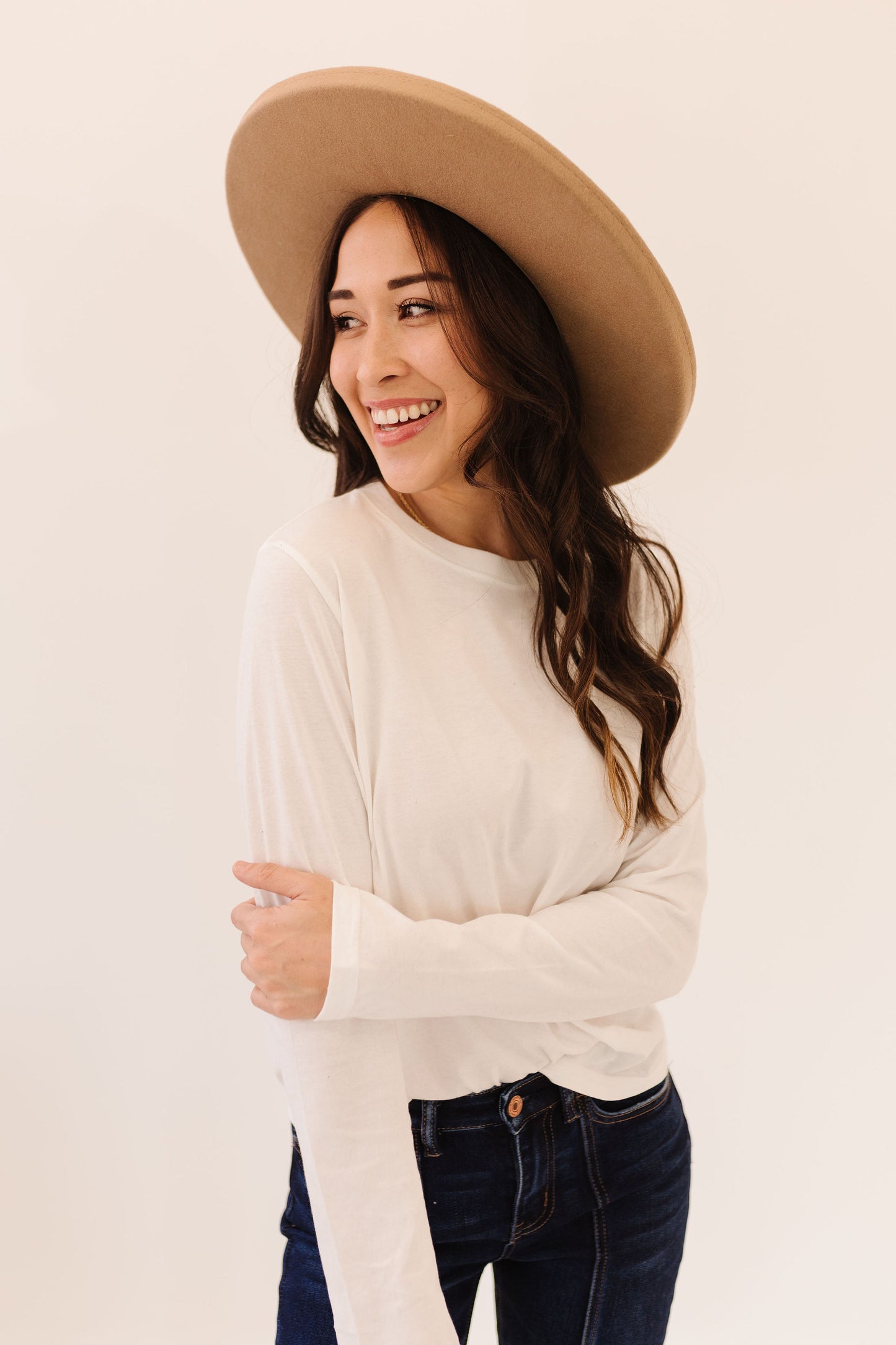 THE IRIS LONG SLEEVE TOP IN IVORY