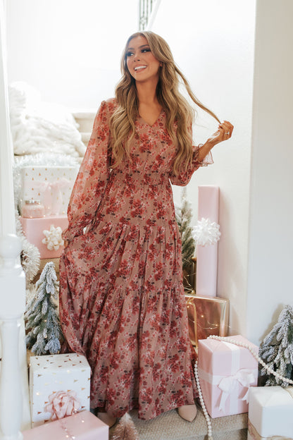 THE ENCHANTED ROSE MAXI DRESS IN MAUVE