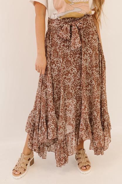 THE MARISSA MAXI SKIRT IN COCOA FLORAL