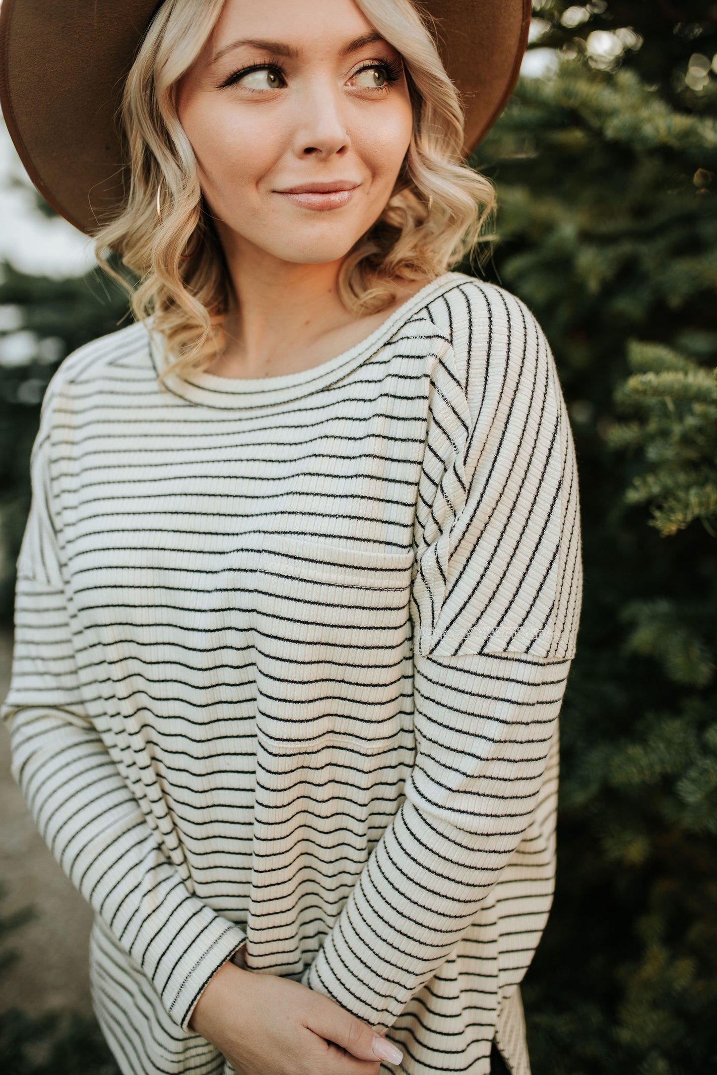 THE SYDNEY STRIPED LONG SLEEVE TOP IN CREAM