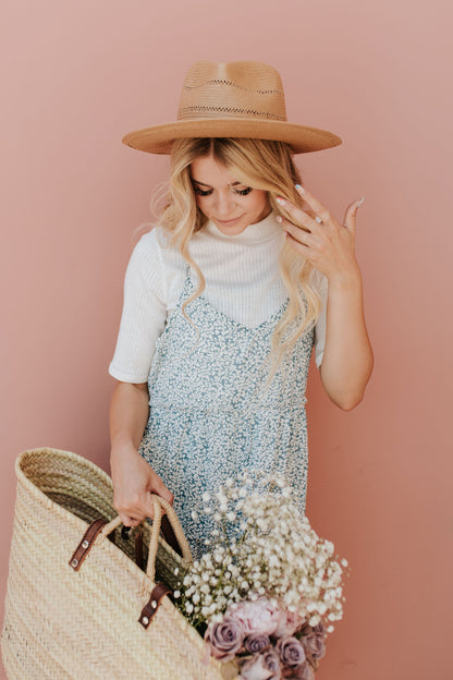 THE LIBBY FLORAL MIDI DRESS IN LIGHT BLUE