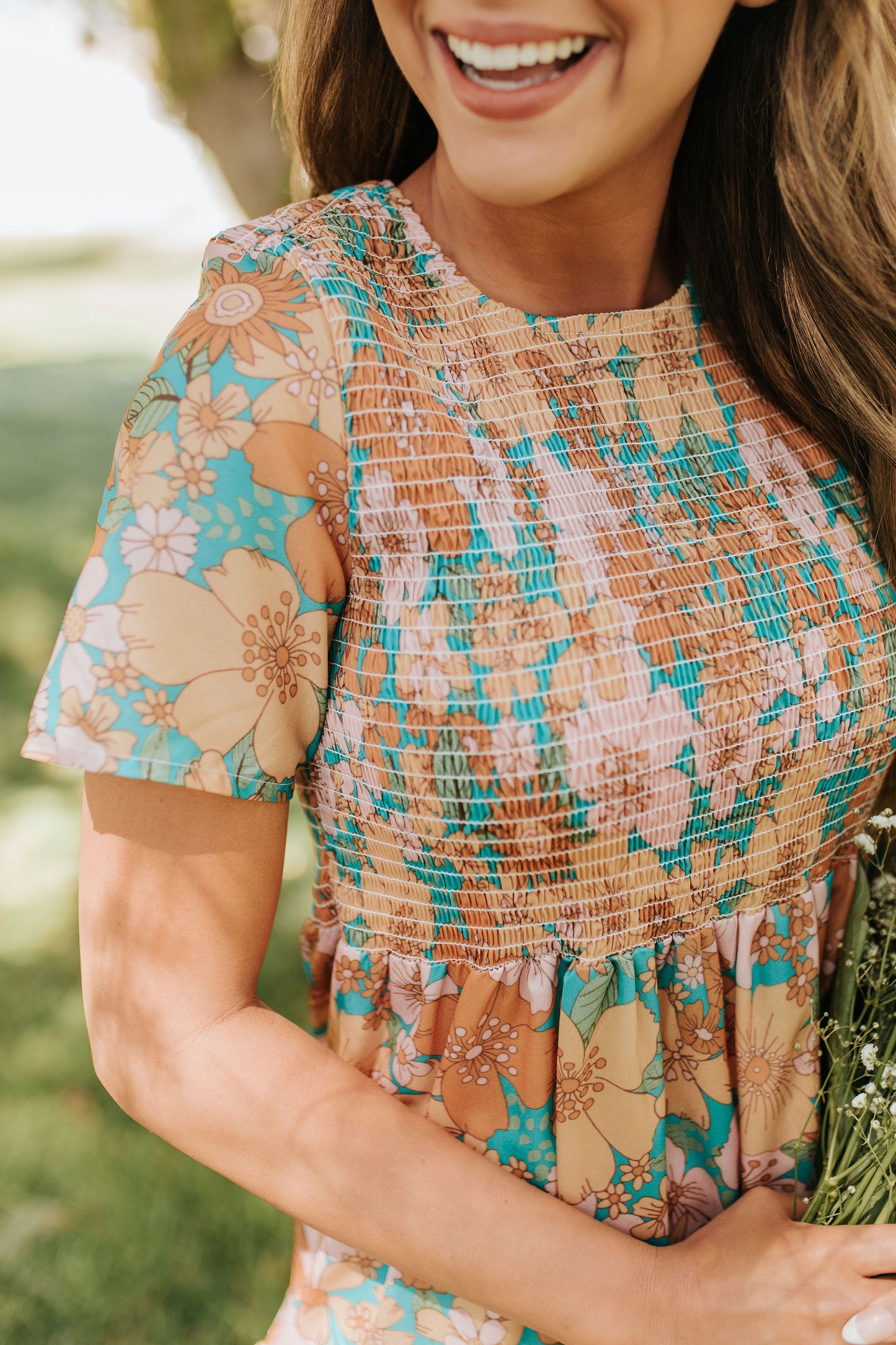 THE LITTLE BY LITTLE FLORAL DRESS IN BROWN