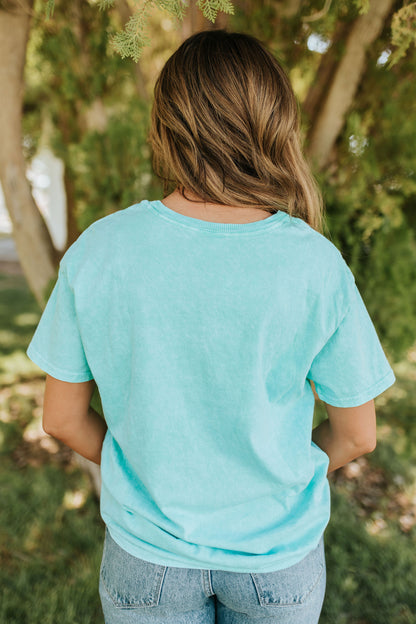 THE JANELLE MINERAL WASH TEE IN JADE