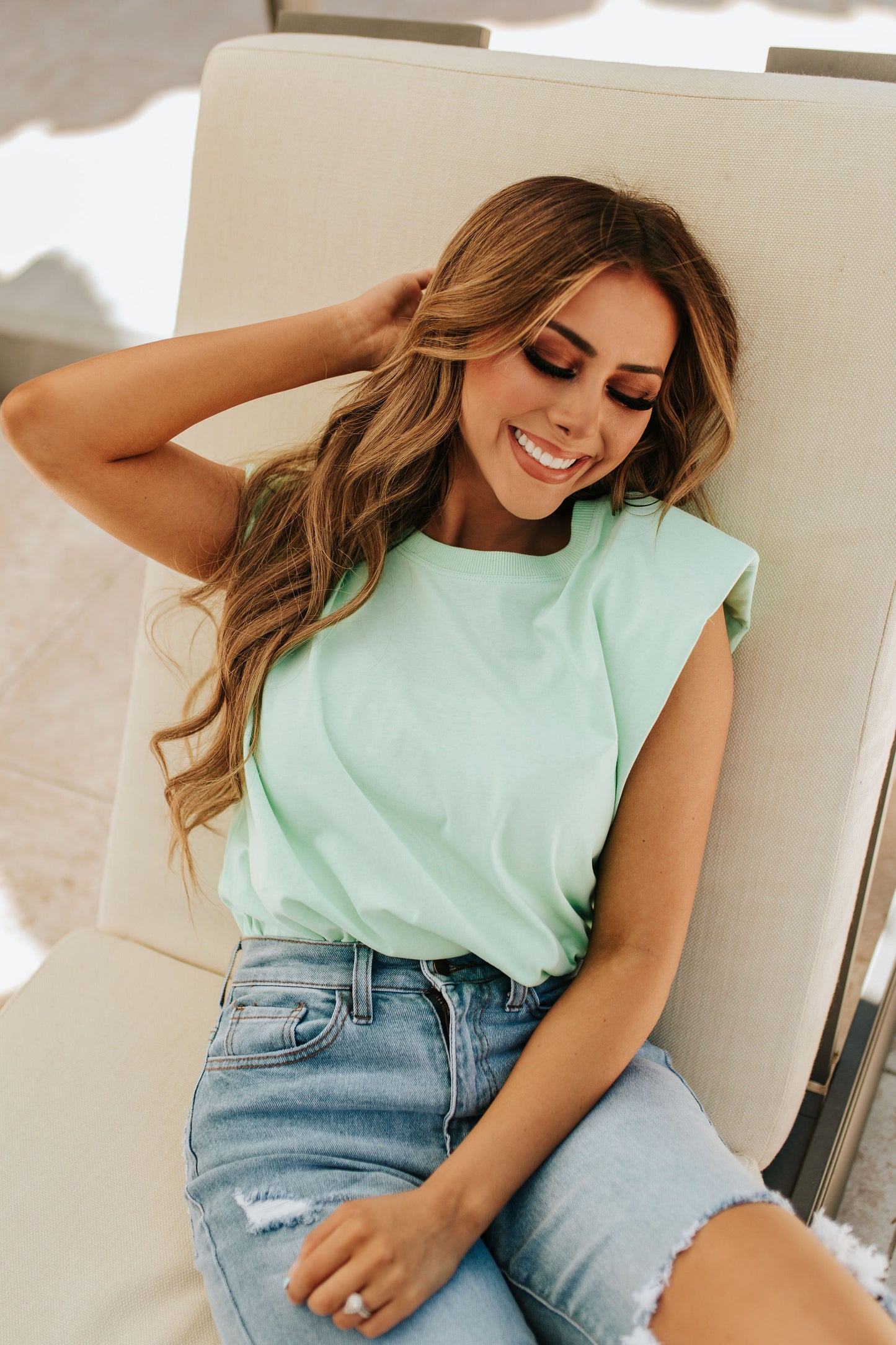 THE MILLIE MUSCLE TEE IN NEON MINT